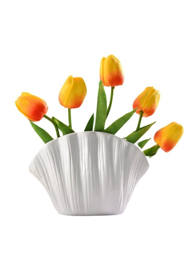 【Modern Minimalist Creative Vase】Shell Shape White Vase Desktop Decor | Living Room Flower Arrangement Premium Decor | TV Cabinet Entryway Art Ornament | Creative Elegant Home Decoration | Modern Style Floral Container | Space Upgrade Art Piece - Image 5